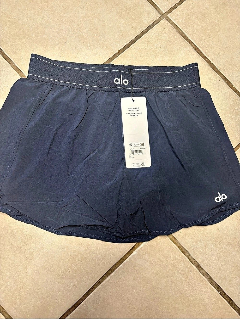 Alo Match Point Tennis Skirt Athletic Shorts Blue Size Medium NWT